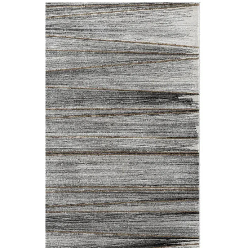 Tapete Destreza de Brochazos Horizontales en Gris con Dorado