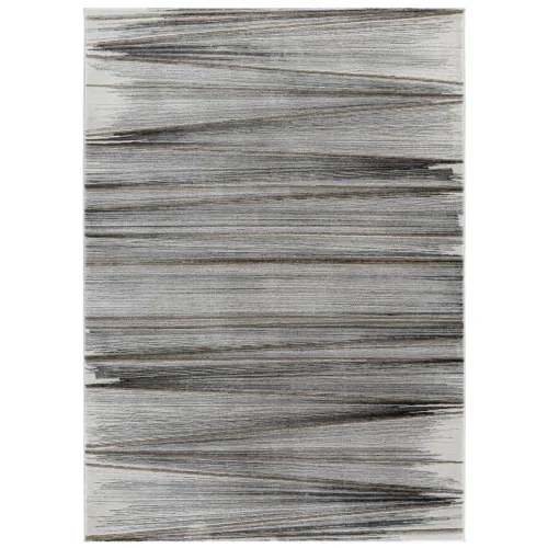 Tapete Destreza de Brochazos Horizontales en Gris con Dorado
