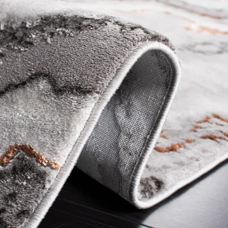 Tapete Destreza de Capas Ondulantes en Gris con Naranja