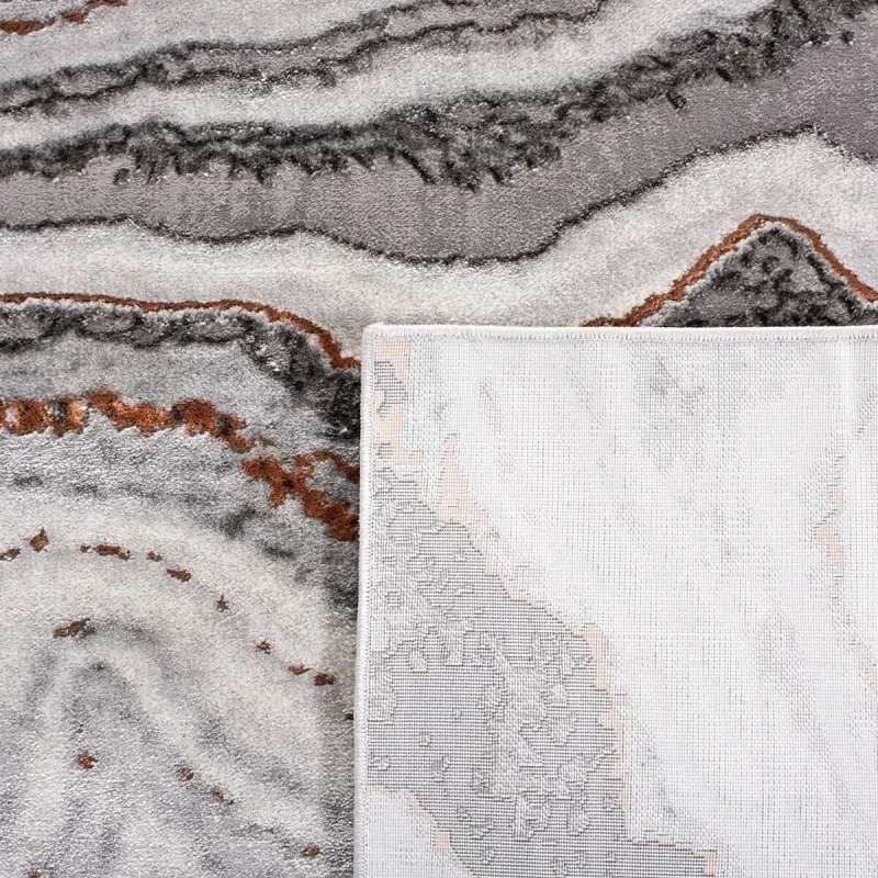 Tapete Destreza de Capas Ondulantes en Gris con Naranja