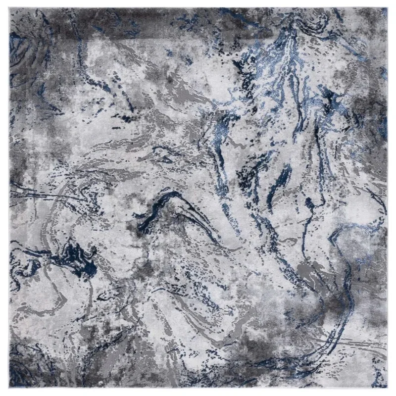 Tapete Destreza de Remolinos Fluidos en Gris con Azul