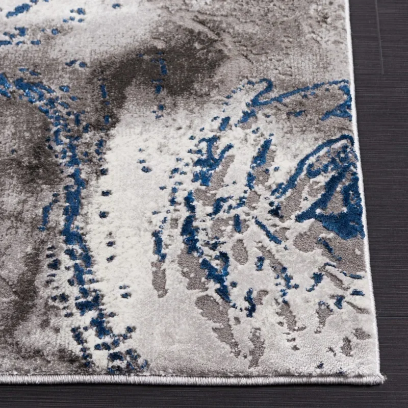 Tapete Destreza de Remolinos Fluidos en Gris con Azul