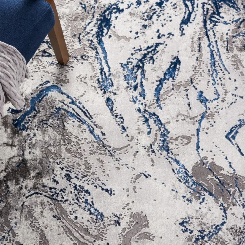 Tapete Destreza de Remolinos Fluidos en Gris con Azul