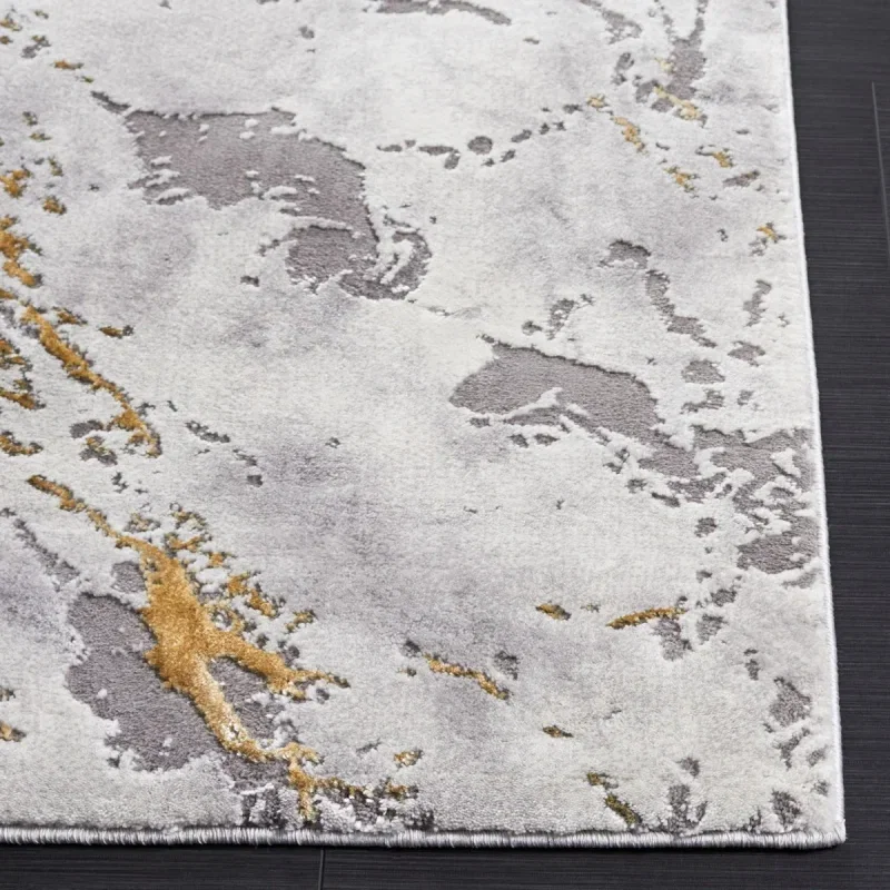 Tapete Destreza de Trazos Dinámicos en Gris con Dorado