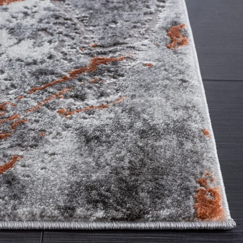 Tapete Destreza de Trazos Fluidos en Gris con Naranja