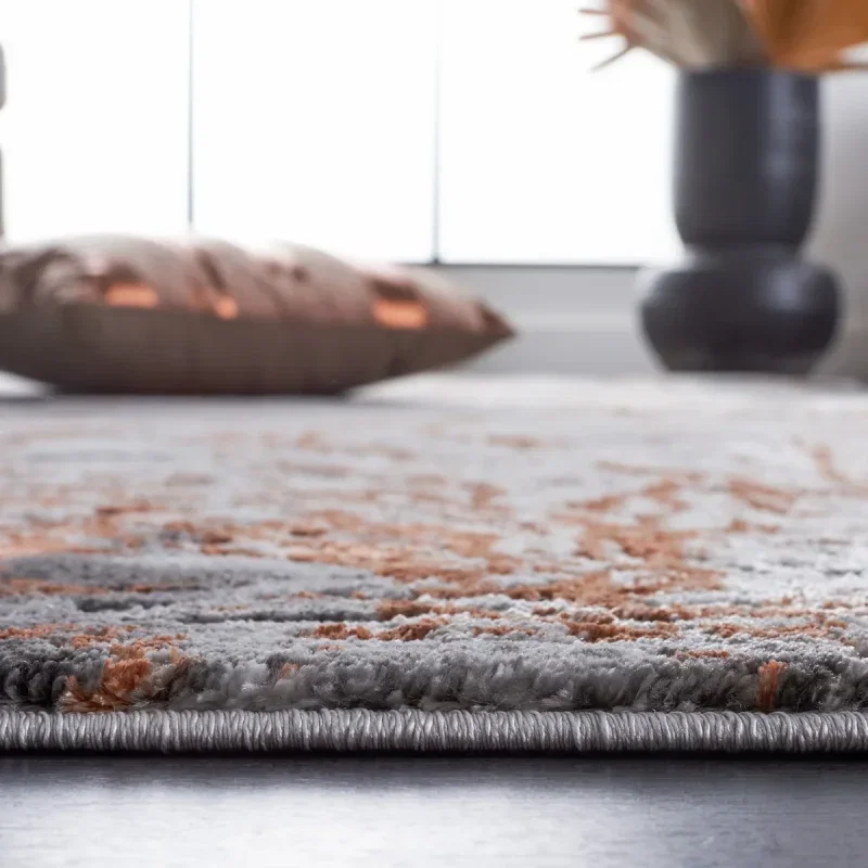Tapete Destreza de Trazos Fluidos en Gris con Naranja