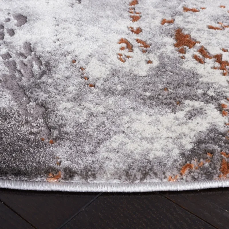 Tapete Destreza de Trazos Fluidos en Gris con Naranja