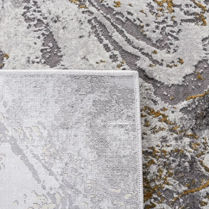 Tapete Destreza de Volutas Distressed en Gris con Dorado
