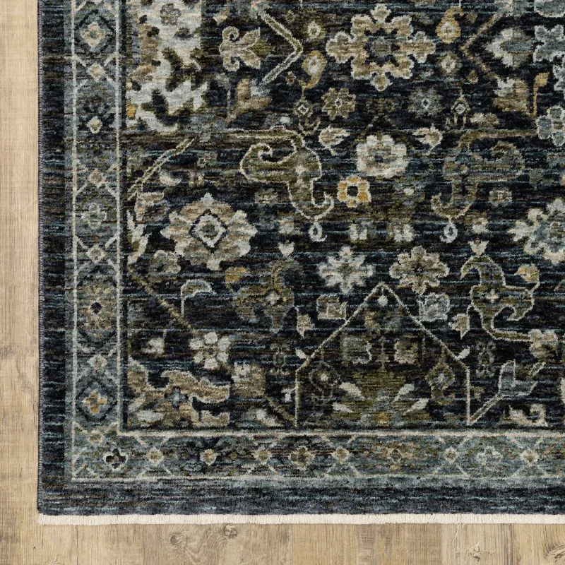 Tapete Dinastía Floral en Gris Carbón sobre el piso 4