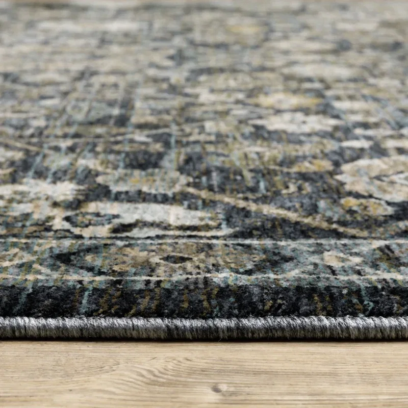Tapete Dinastía Floral en Gris Carbón, detalle de la textura 2