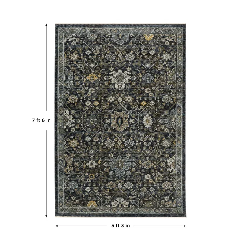 Tapete Dinastía Floral en Gris Carbón, vista plana 2