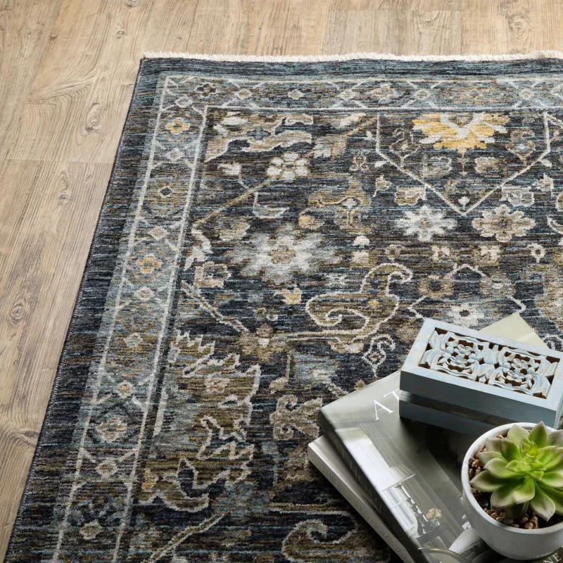 Tapete Dinastía Floral en Gris Carbón sobre el piso 2