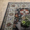 Tapete Dinastía Floral Persa en Azul con Marfil sobre el piso 3