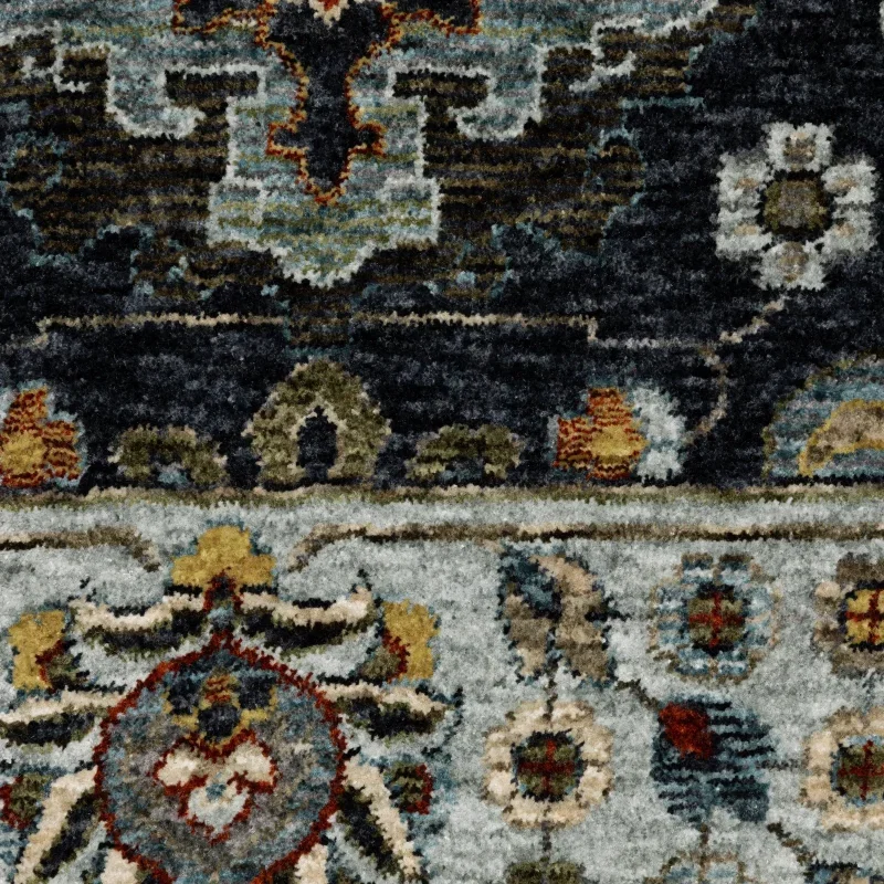 Tapete Dinastía Floral Persa en Azul con Marfil, detalle de la textura 2