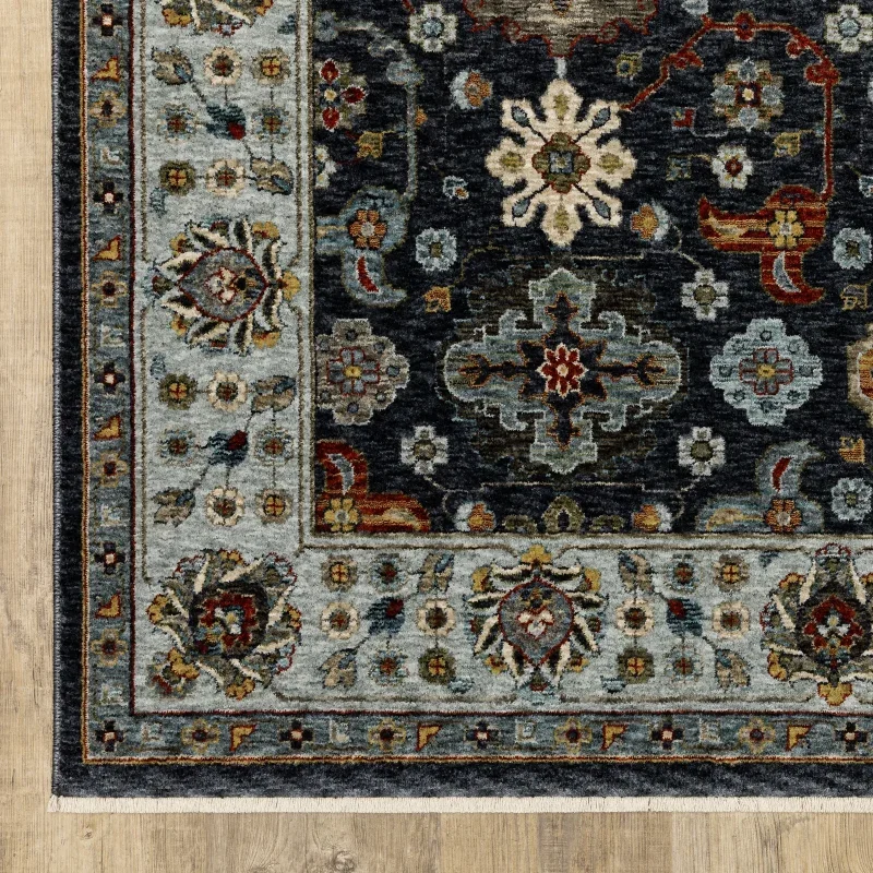 Tapete Dinastía Floral Persa en Azul con Marfil sobre el piso 5