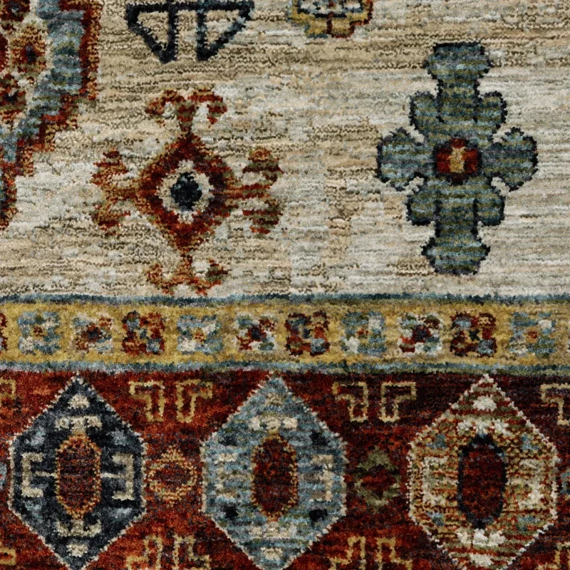 Tapete Dinastía Medallón Tribal en Marino, detalle de la textura 3