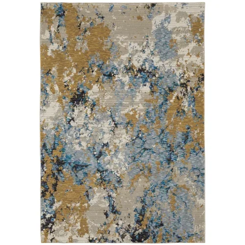 Tapete Evolución Abstracto en Oro con Azul