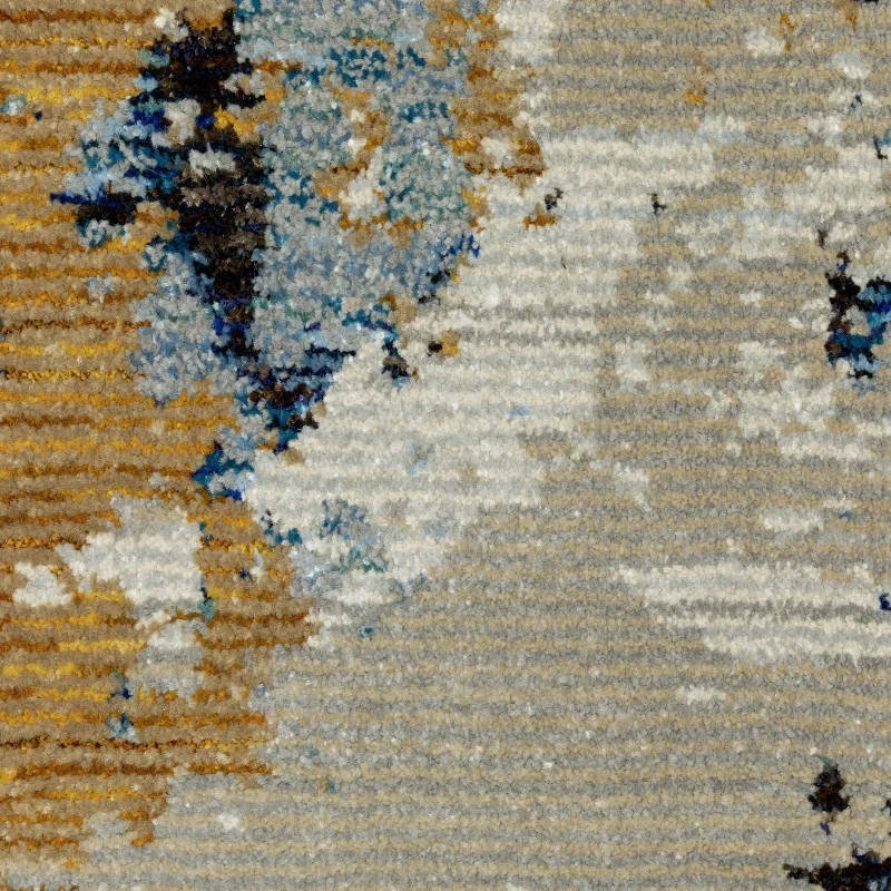 Tapete Evolución Abstracto en Oro con Azul