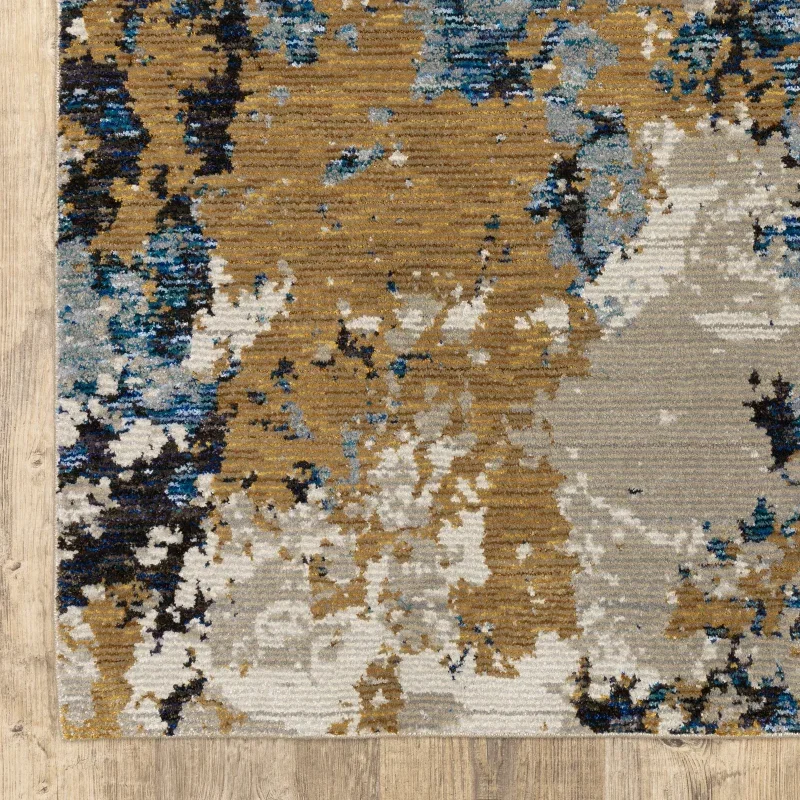 Tapete Evolución Abstracto en Oro con Azul