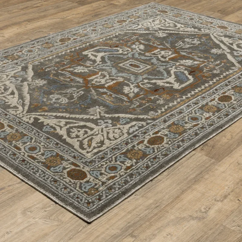 Tapete Joya Serapi en Gris y Cobre