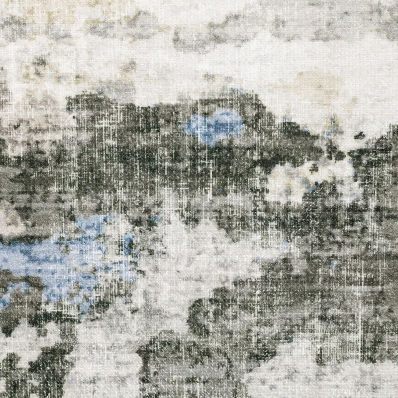 Tapete Laguna Abstracto en Gris con Oro