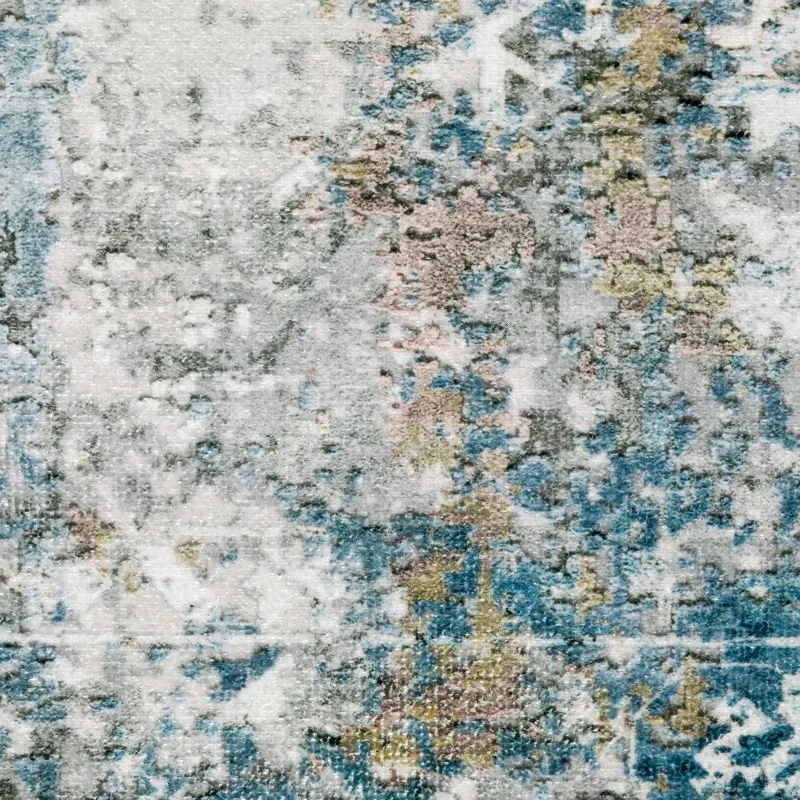 Tapete Laguna Abstracto en Marfil con Azul