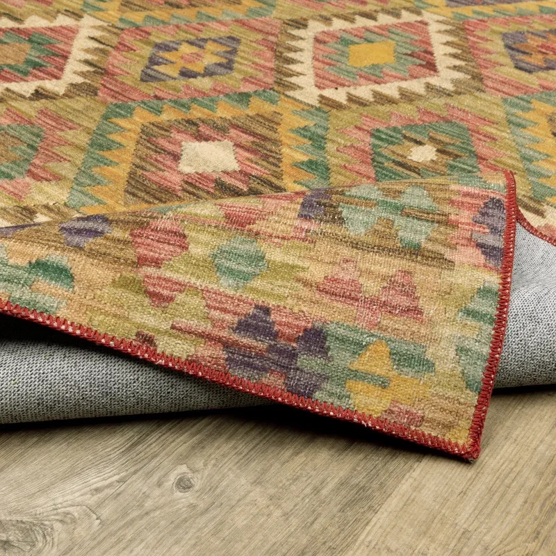 Tapete Laguna Kilim en Oro sobre el piso 6