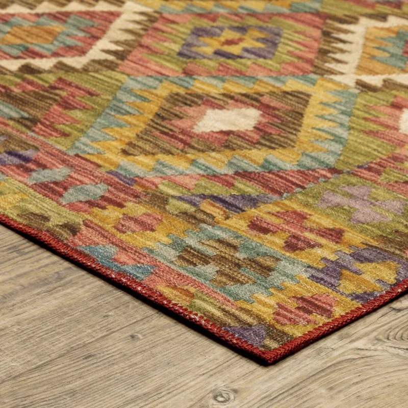 Tapete Laguna Kilim en Oro sobre el piso