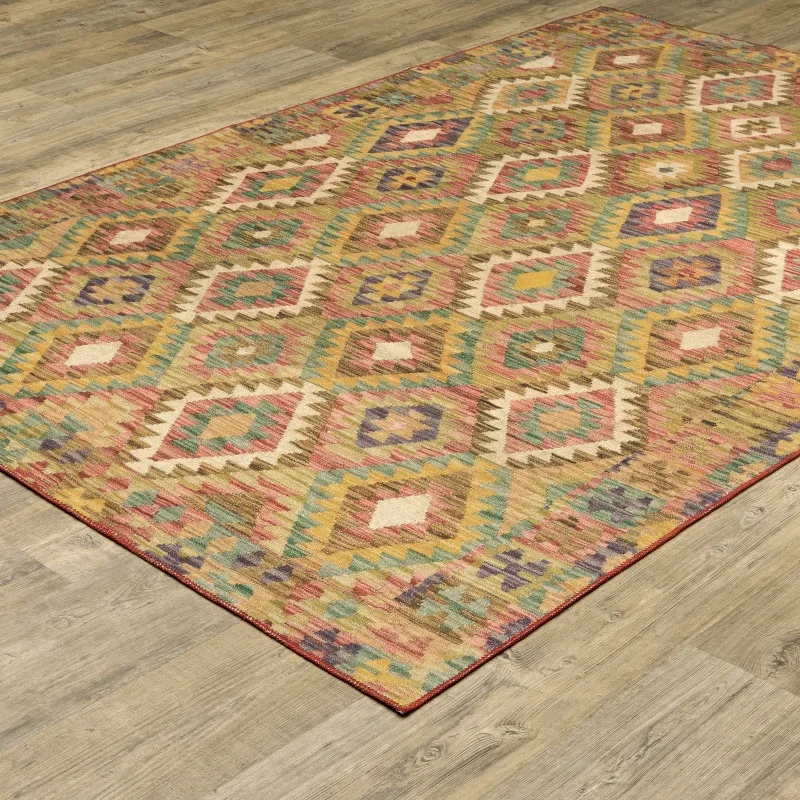 Tapete Laguna Kilim en Oro sobre el piso 3