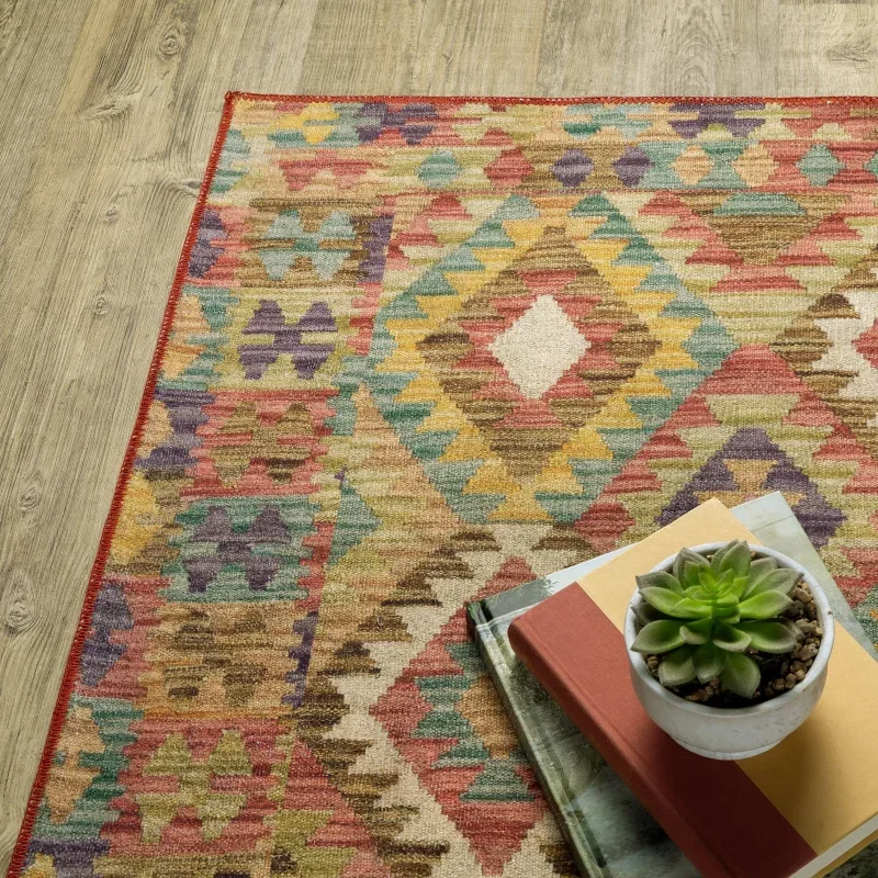 Tapete Laguna Kilim en Oro sobre el piso 4