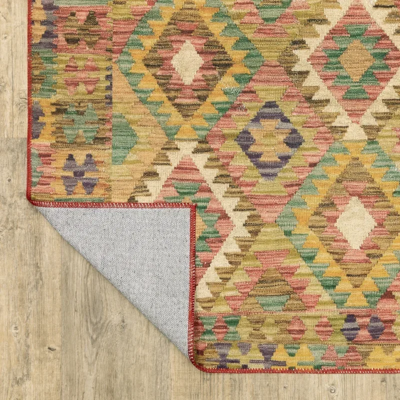 Tapete Laguna Kilim en Oro sobre el piso 5