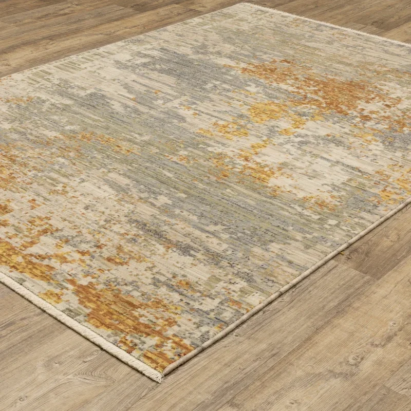 Tapete Lienzo Abstracto en Beige con Oro