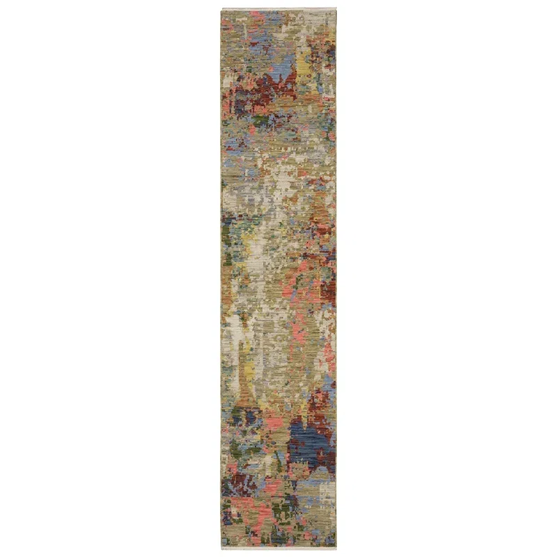 Tapete Lienzo Abstracto en Beige con Rojo