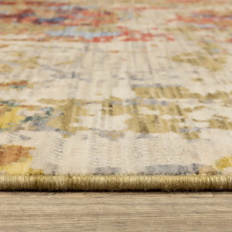 Tapete Lienzo Abstracto en Beige con Rojo