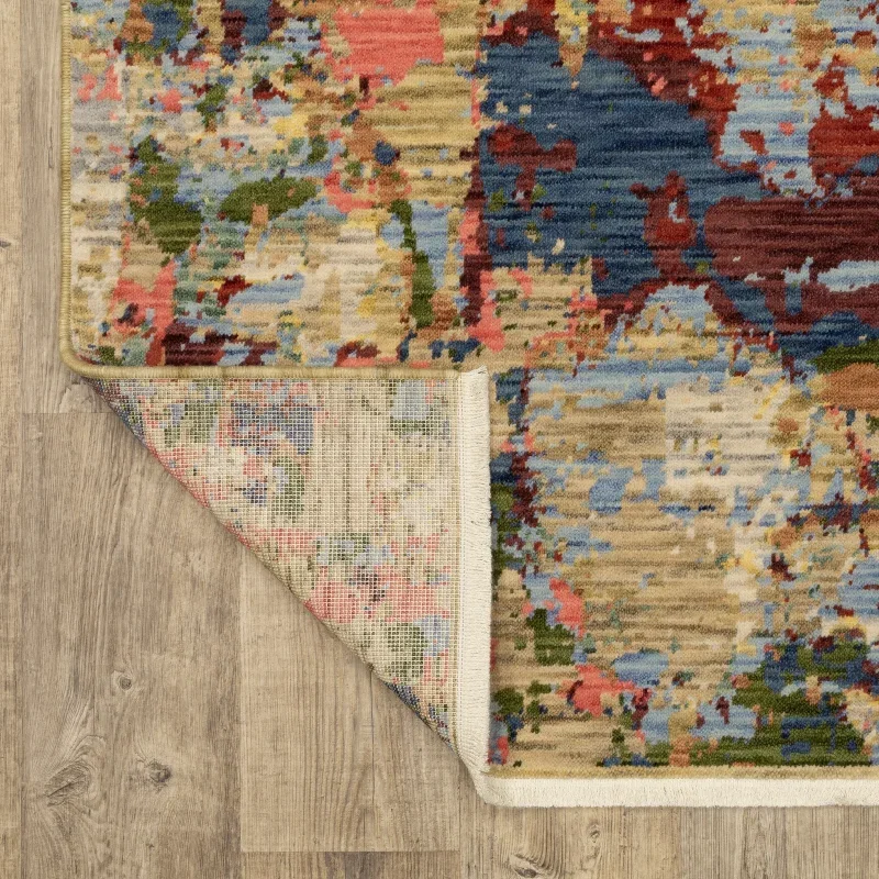 Tapete Lienzo Abstracto en Beige con Rojo