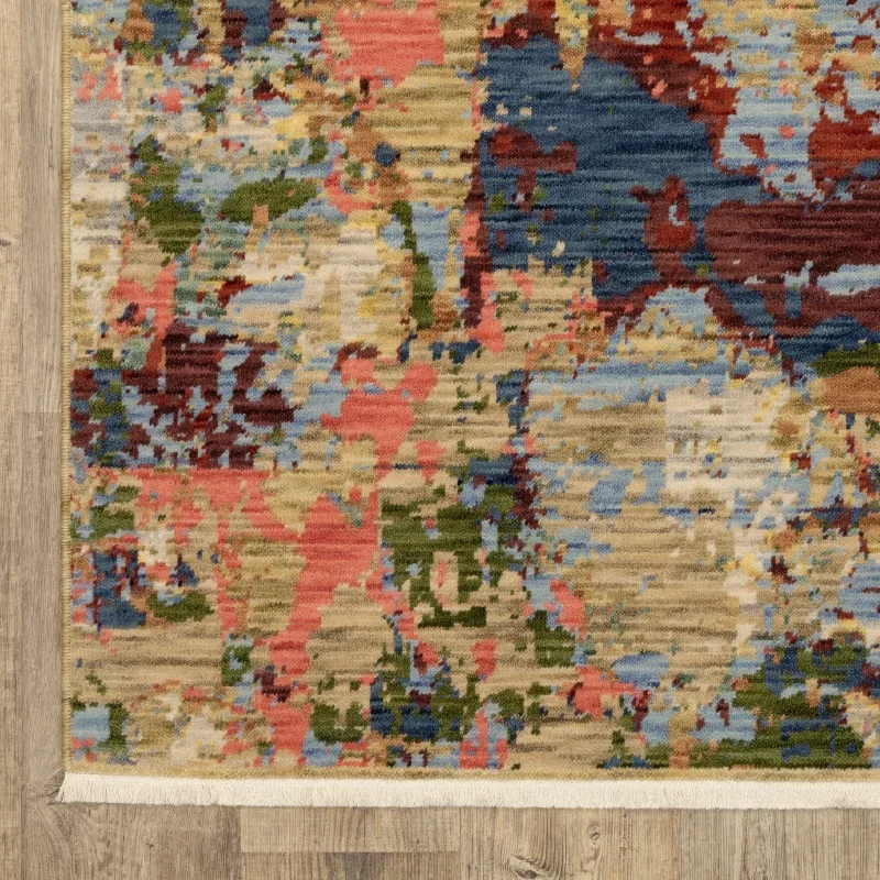 Tapete Lienzo Abstracto en Beige con Rojo