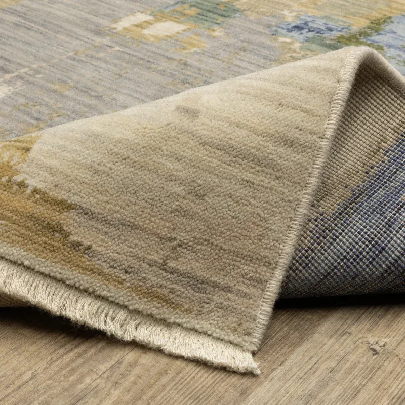 Tapete Lienzo Bloques en Azul con Oliva