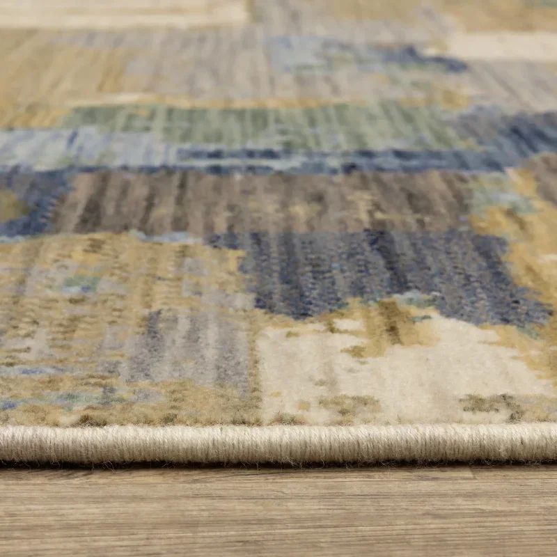 Tapete Lienzo Bloques en Azul con Oliva