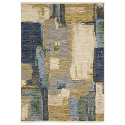 Tapete Lienzo Bloques en Azul con Oliva