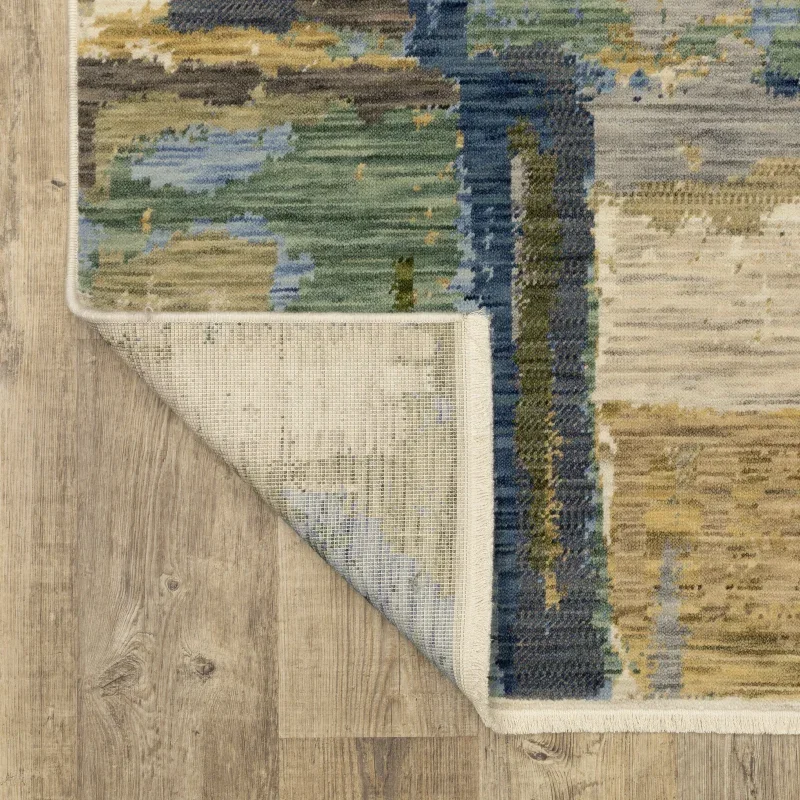 Tapete Lienzo Bloques en Azul con Oliva