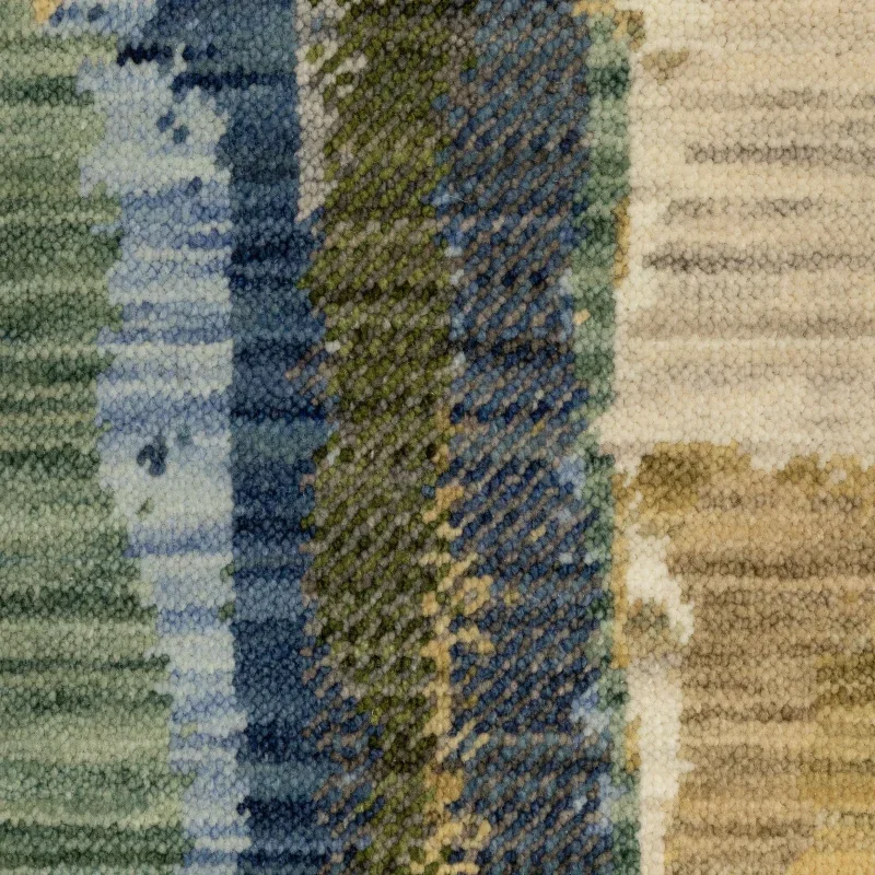 Tapete Lienzo Bloques en Azul con Oliva