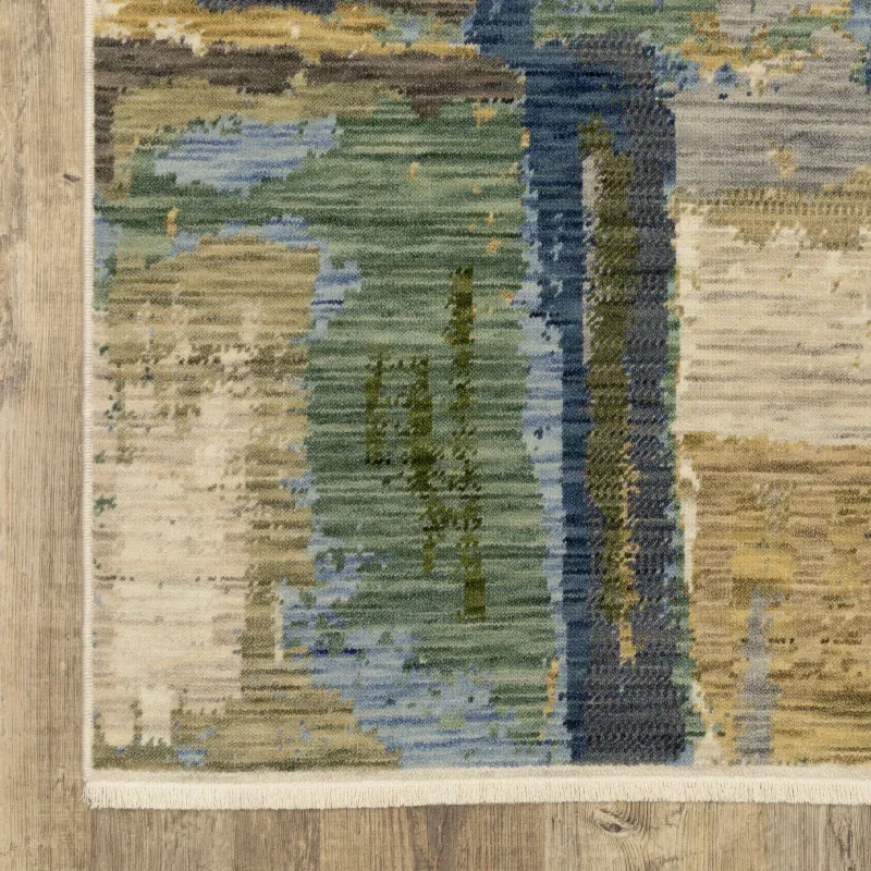 Tapete Lienzo Bloques en Azul con Oliva