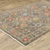 Tapete Luciana Floral en Gris con Coral