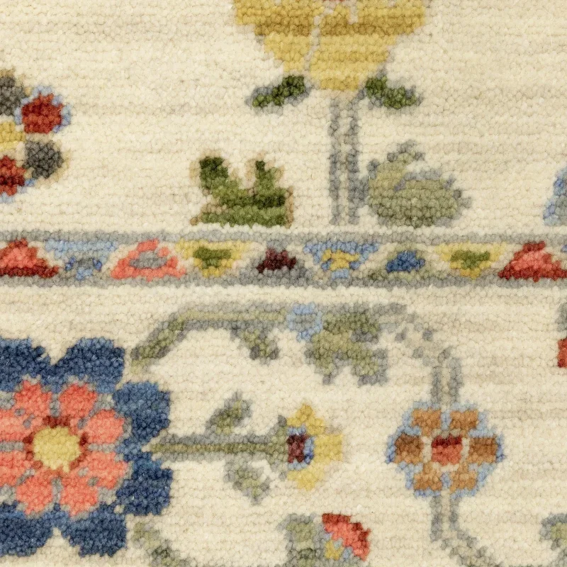 Tapete Luciana Floral en Marfil con Coral