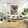 Tapete Luciana Floral Vibrante en Dorado en sala