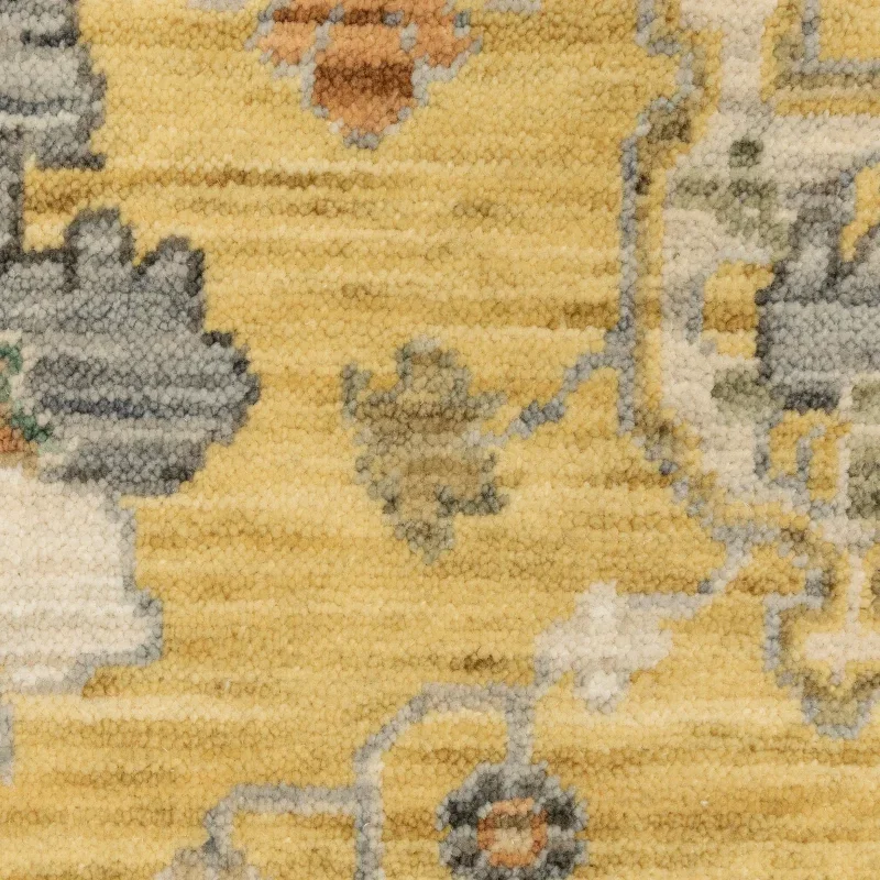 Tapete Luciana Floral Vibrante en Dorado, detalle de la textura 2
