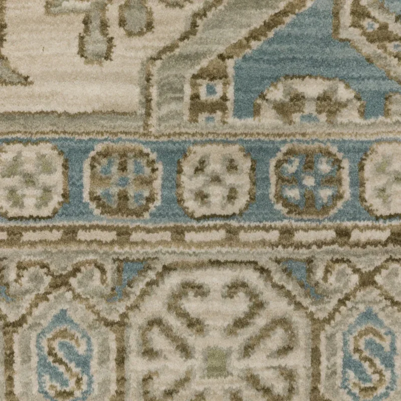 Tapete Mireya Kazak en Marfil con Azul