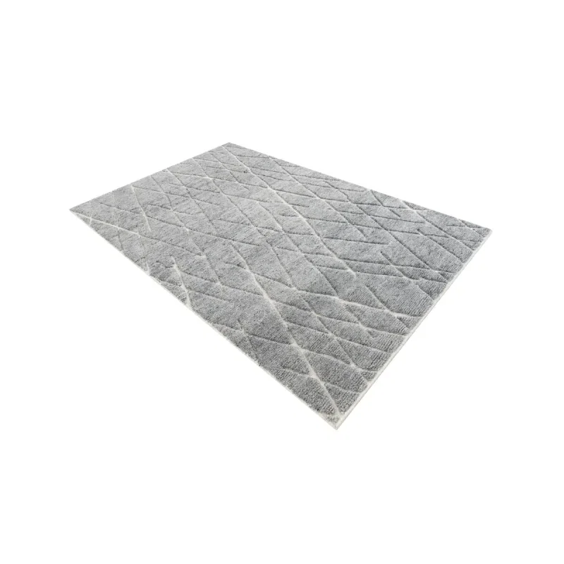 Tapete Mundo Marroquí Rombos en Gris Plata