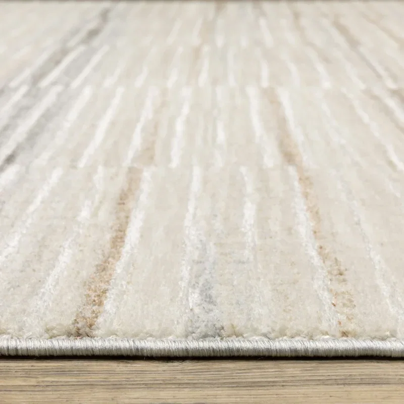 Tapete Olmo Franjas en Marfil con Oro