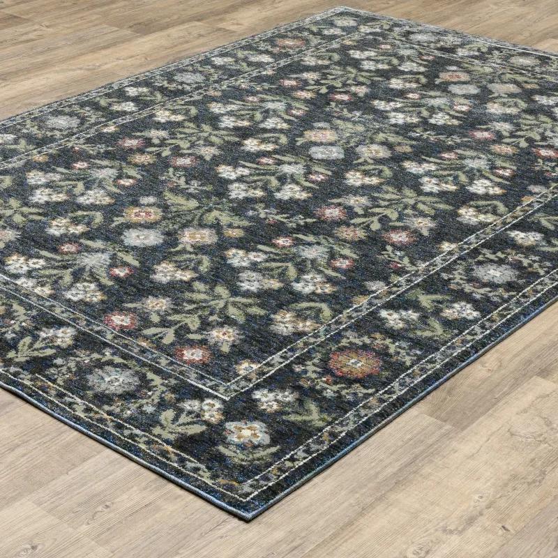 Tapete Principado Floral en Azul Marino